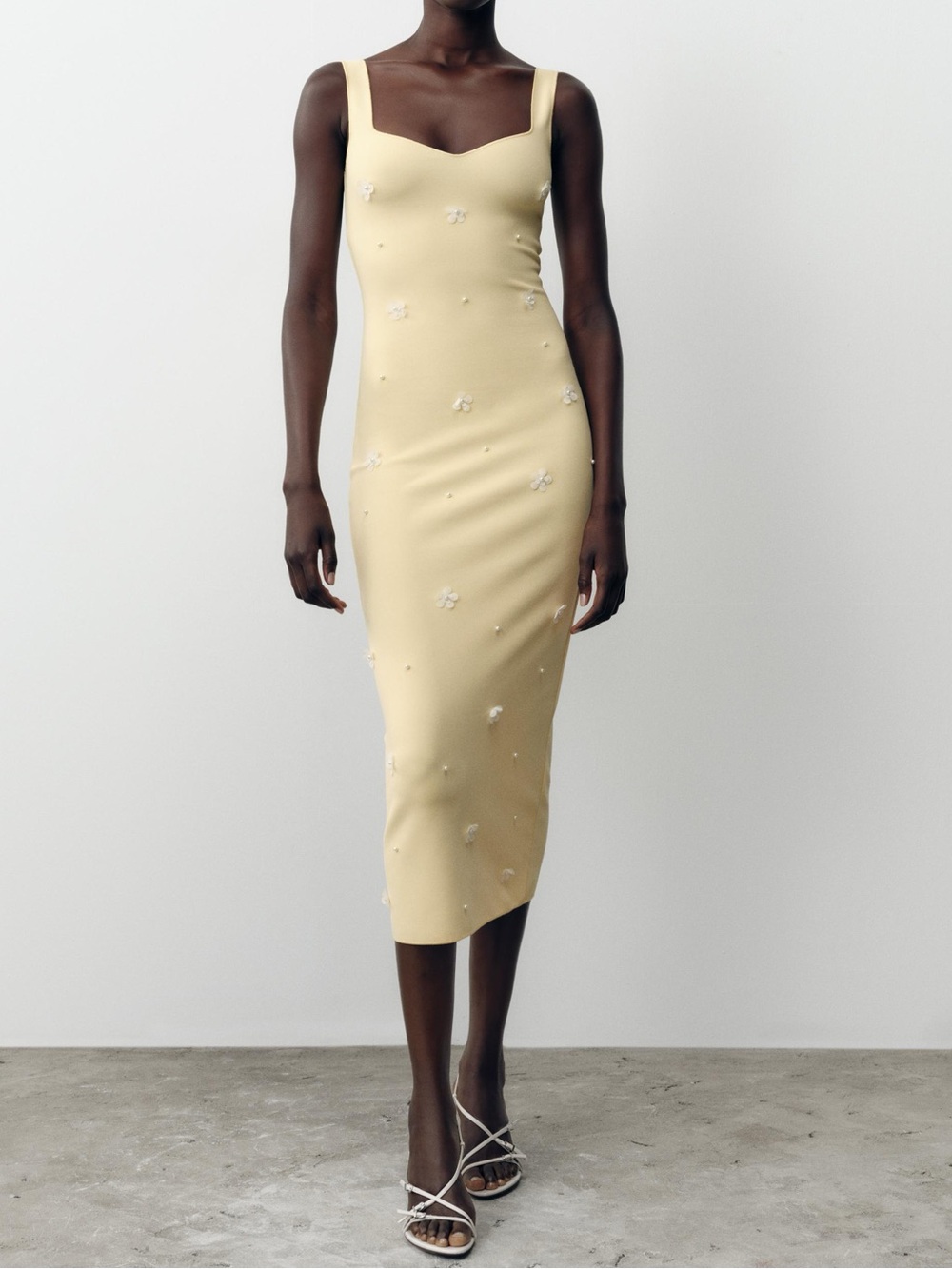 ZARA FLORAL STRETCH MIDI DRESS